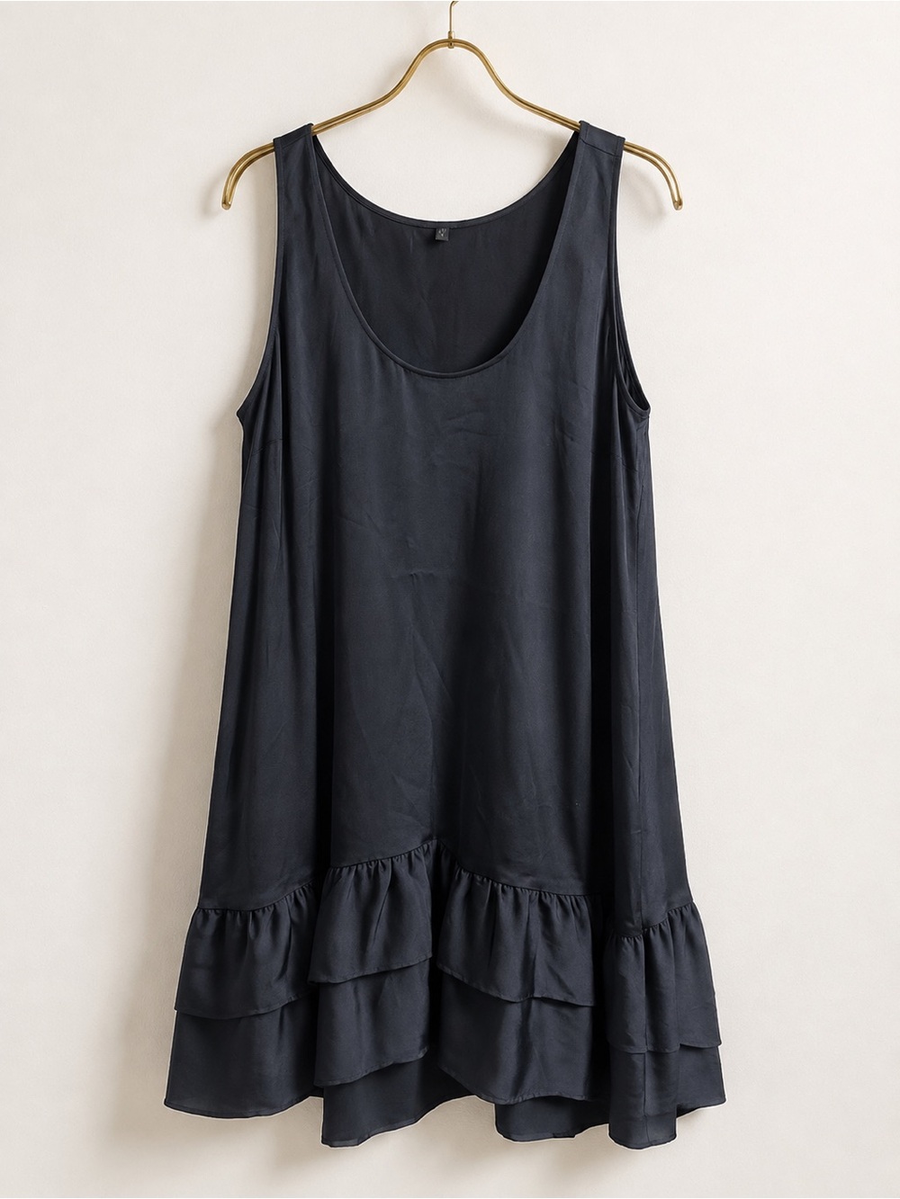 Universal Standard Sleeveless Ruffle Hem Shift Dress Navy S 14/16